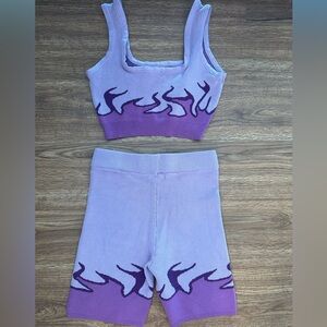 iHeartRaves U Know U Lit Tank Top & Shorts Set - Lavender - S